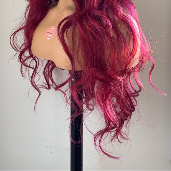 Gorgeous Red Burgundy Body Wave Lace Front Synthetic Wig - Picture 8 of 10